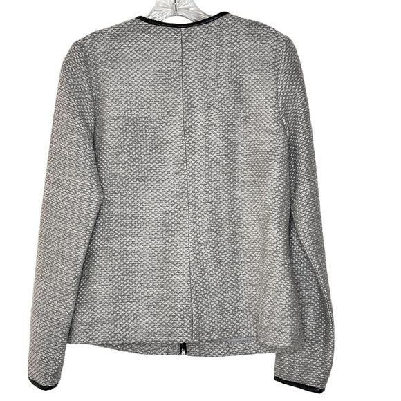DANA BUCHMAN Classic Silver Grey Tweed Blazer Zip Up Jacket Women's Size S - Picture 3 of 16